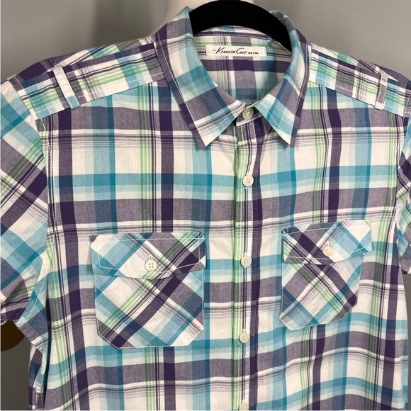 EUC Kenneth Cole Blue & Purple Button Down Shirt - Picture 3 of 7
